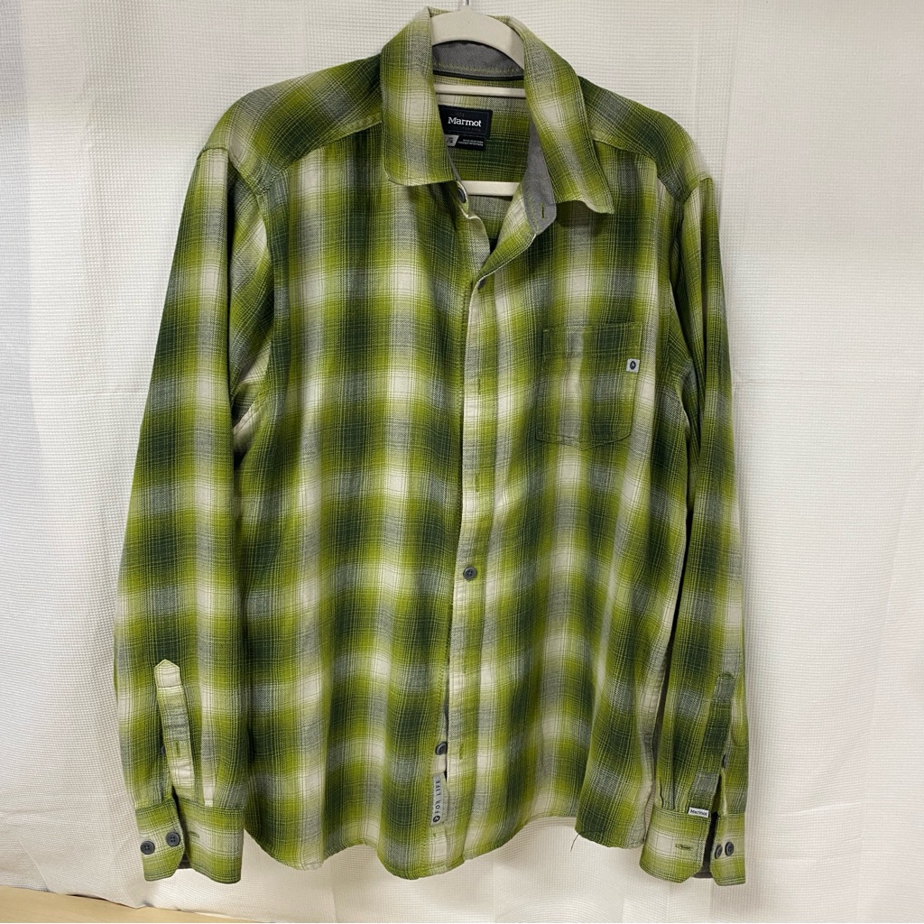 Marmot Green Plaid Long-Sleeve Button-Down Shirt Large